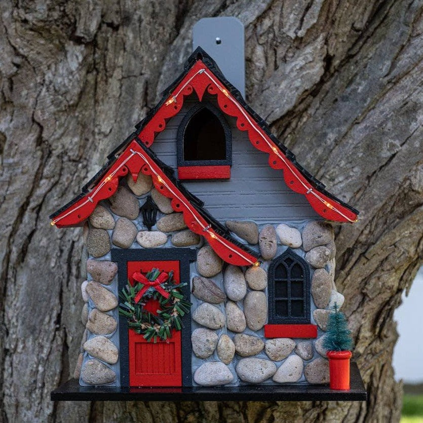 Birdhouse Charlevoix Stone Christmas Cottage With LED Lights