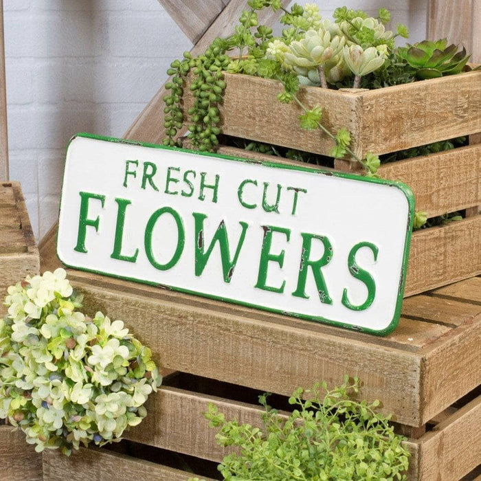 "Fresh Cut Flowers" Embossed Metal Sign-Gardening Accessories-Happy Gardens