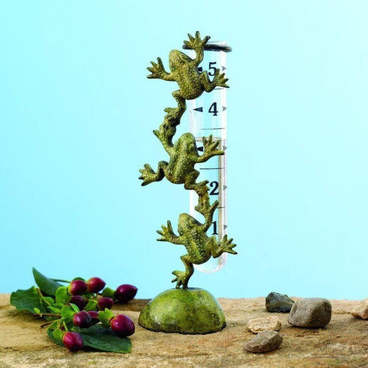 Happy Gardens - Frog Rain Gauge – Cast Brass