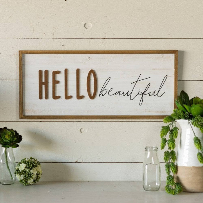 "Hello Beautiful" Wood Sign-Gardening Accessories-Happy Gardens