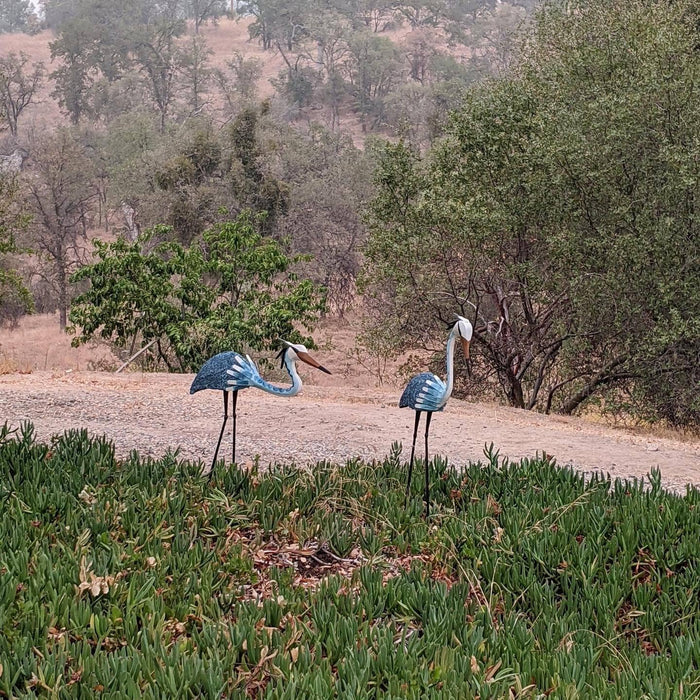 Happy Gardens - Heron Pair; 1 Standing and 1 Bowing 
