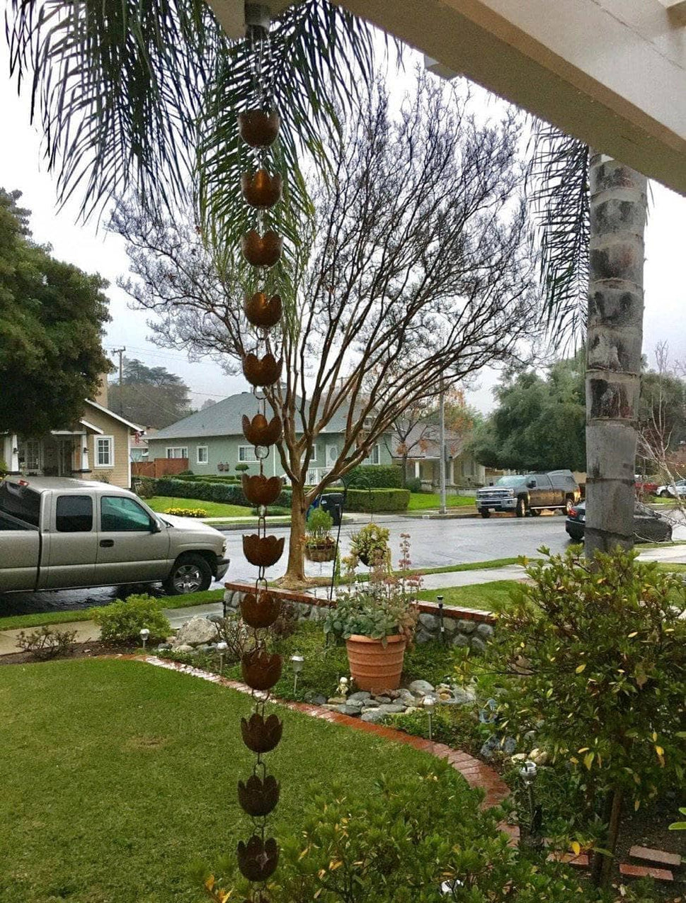 Flamed Lily Cup Rain Chain