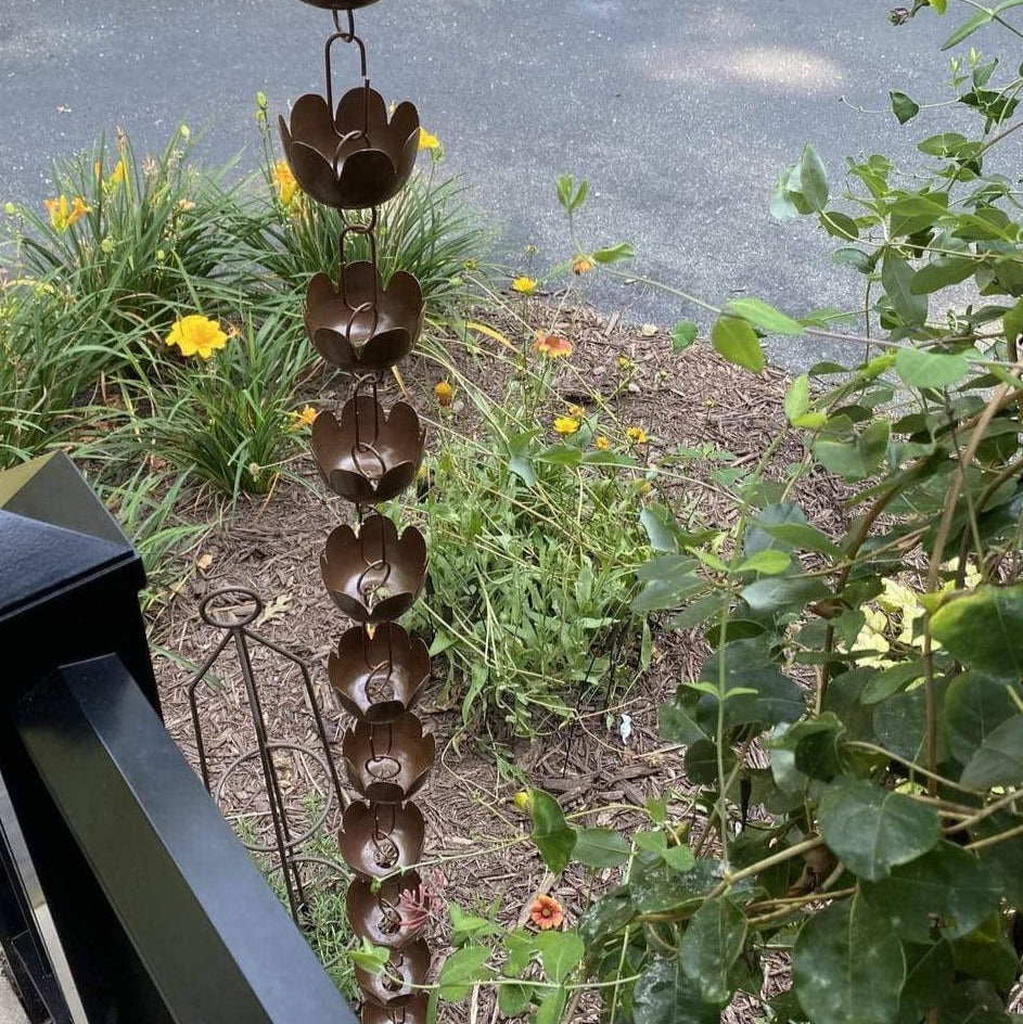 Lily Cup Rain Chain - Flamed