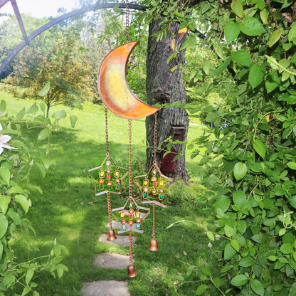 Happy Gardens - Moon and Stars w/Dangles Wind Chime