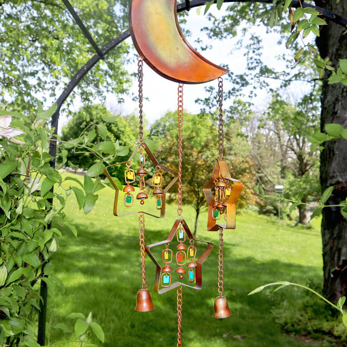 Happy Gardens - Moon and Stars w/Dangles Wind Chime