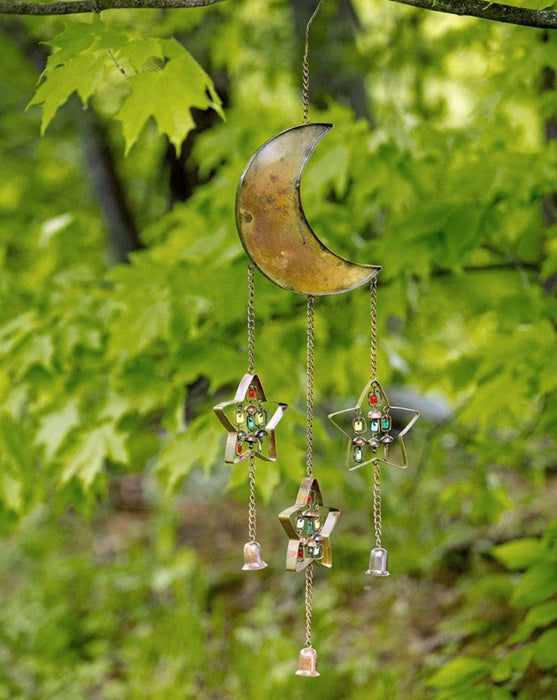 Happy Gardens - Moon and Stars w/Dangles Wind Chime