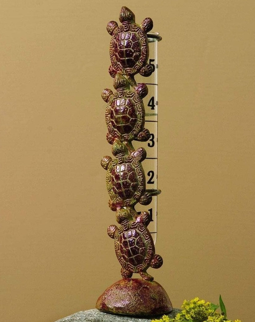 Happy Gardens - Cast Brass Turtle Rain Gauge