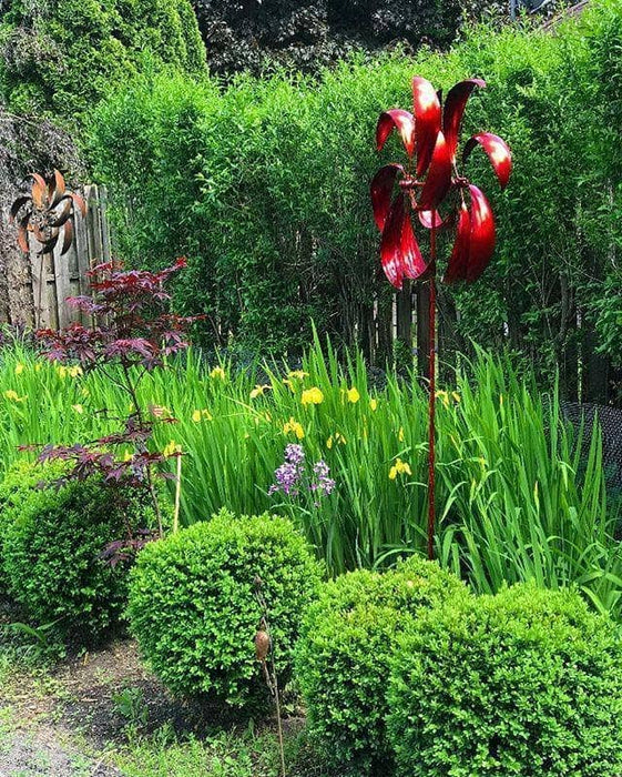 Happy Gardens - 22” Red Feather Wind Spinner