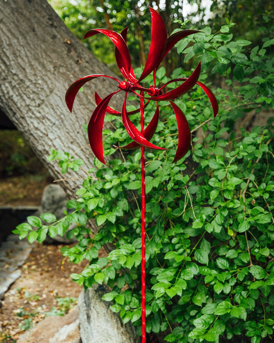Happy Gardens - 15” Red Feather Wind Spinner