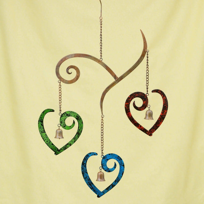 Scroll Hearts Multicolor Wind Chime - Happy Gardens