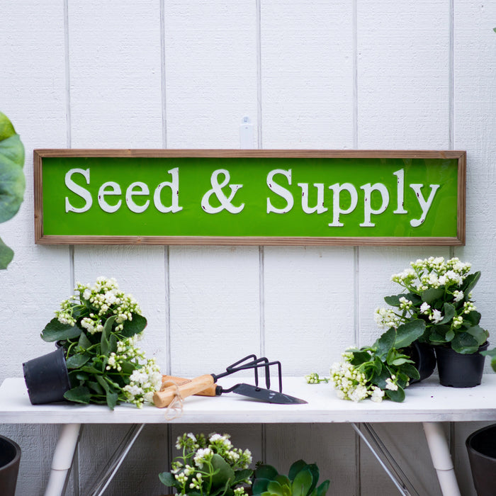 "Seed & Supply" Metal And Wood Sign-Gardening Accessories-Happy Gardens
