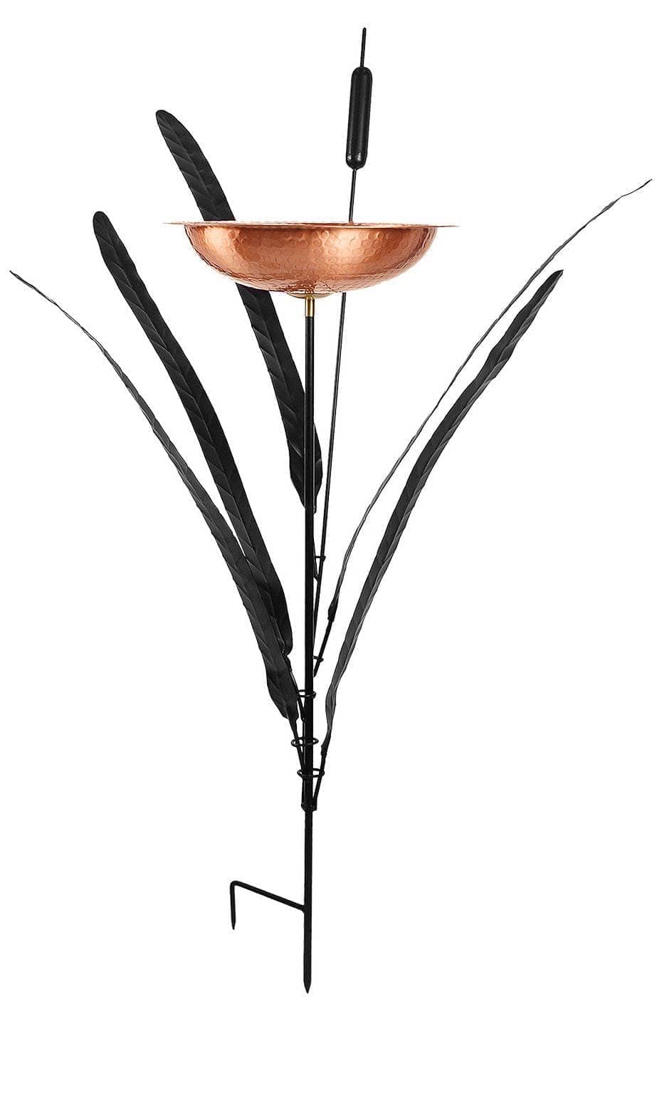 Single Cattail Bird Bath, Copper - Happy Gardens
