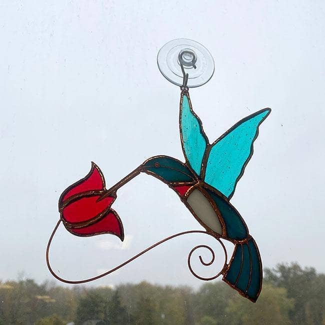 Stained Glass Hummingbird Suncatcher - Happy Gardens