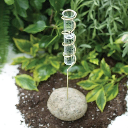 Happy Gardens - Standing Brass Spiral Rain Gauge