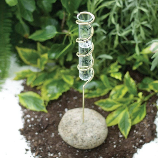 Happy Gardens - Standing Brass Spiral Rain Gauge