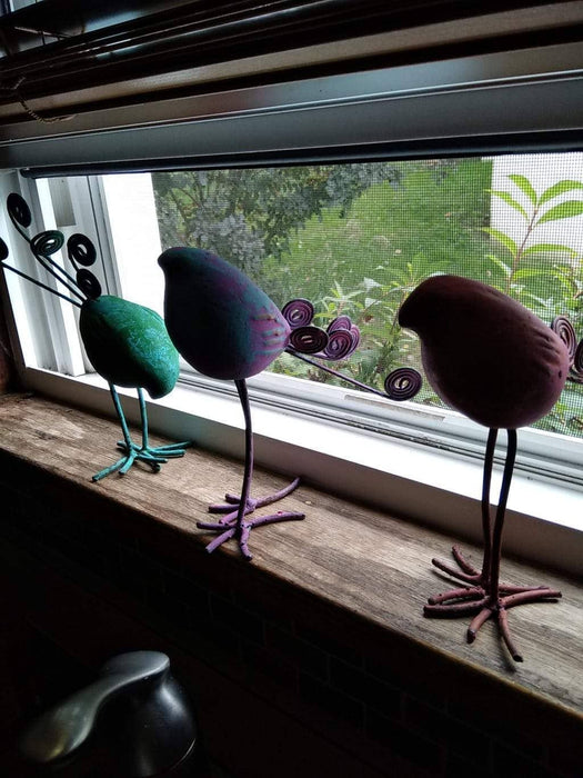 Happy Gardens - Terra Cotta and Wire Birds, Set of 3