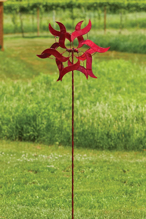 Happy Gardens - Double Angel Wings Red Wind Spinner