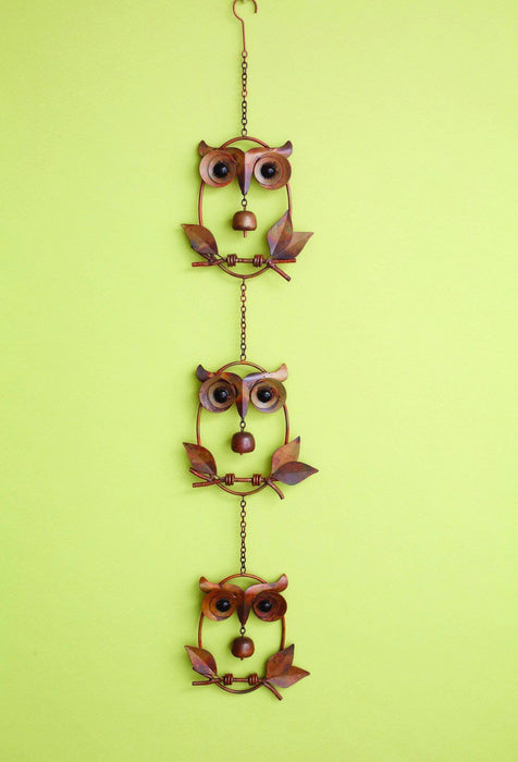 Happy Gardens - Triple Owl with Bell on Branch Ornament