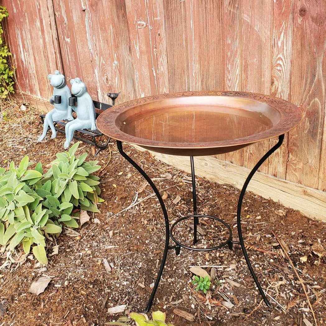 Happy Gardens - 2-Tier Copper Flamed Bird Bath