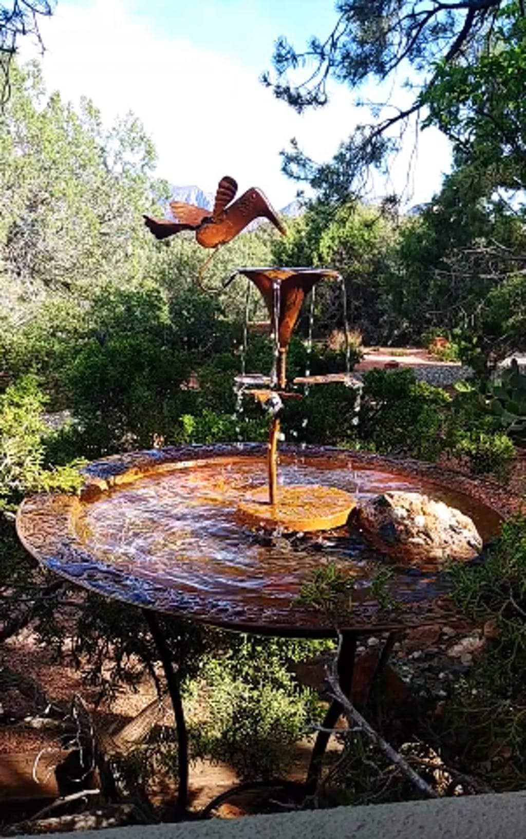 Happy Gardens - 2-Tier Copper Flamed Bird Bath