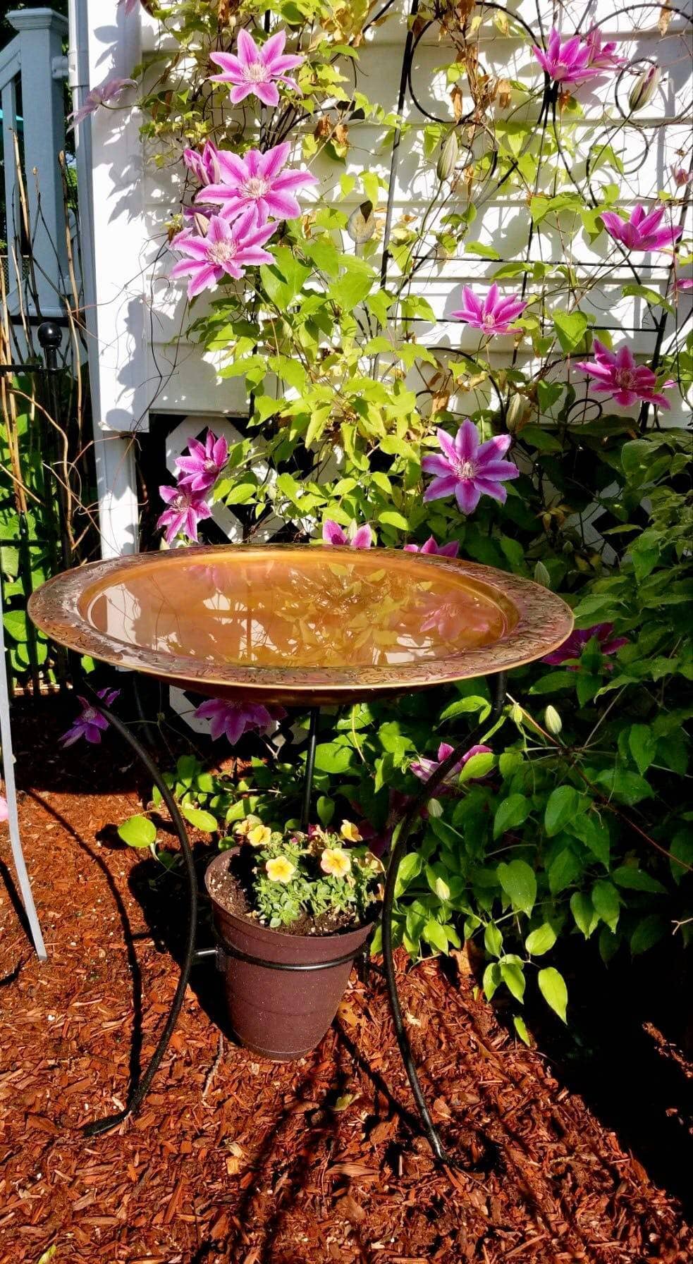 Happy Gardens - 2-Tier Copper Flamed Bird Bath