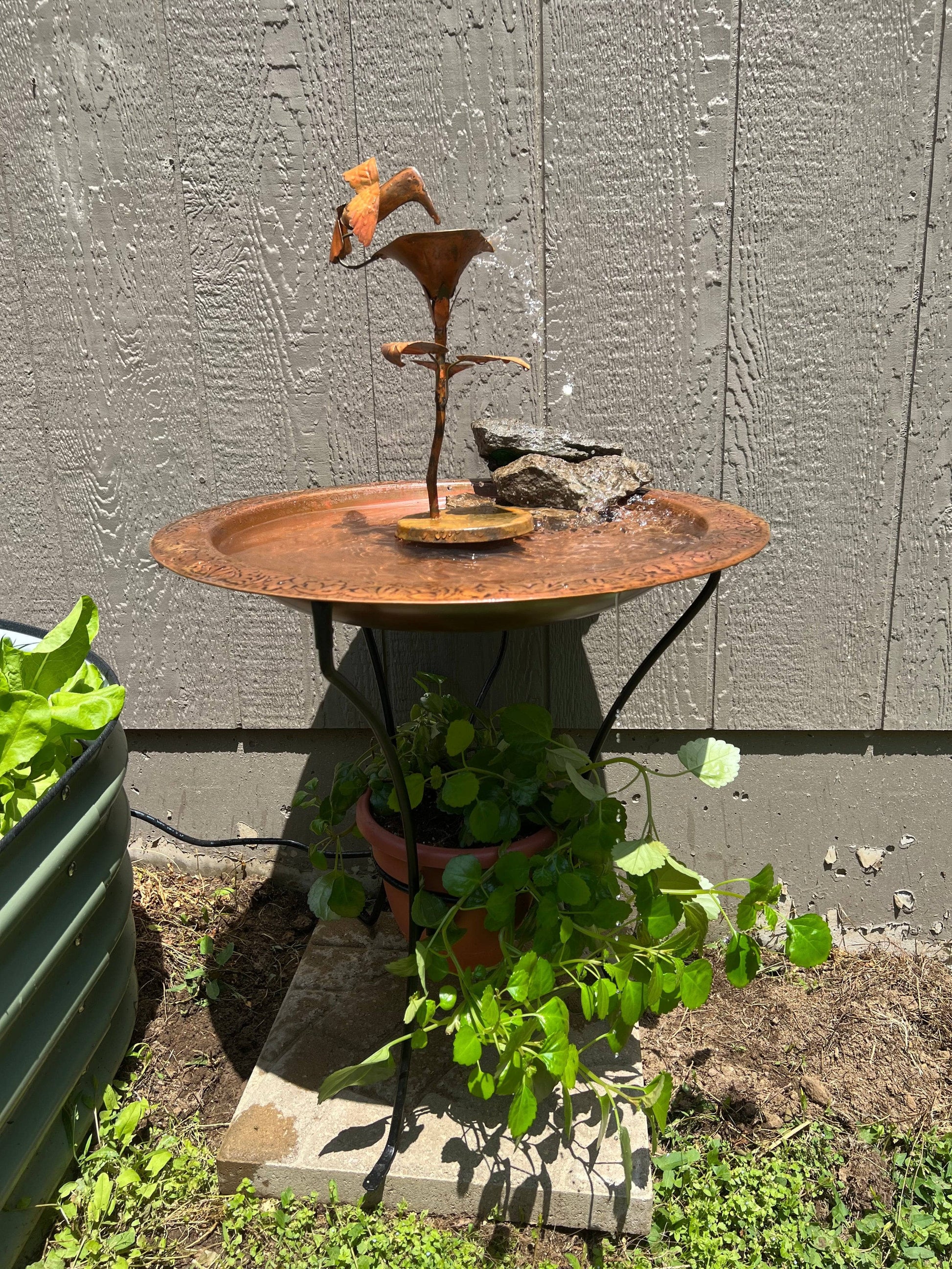 Happy Gardens - 2-Tier Copper Flamed Bird Bath