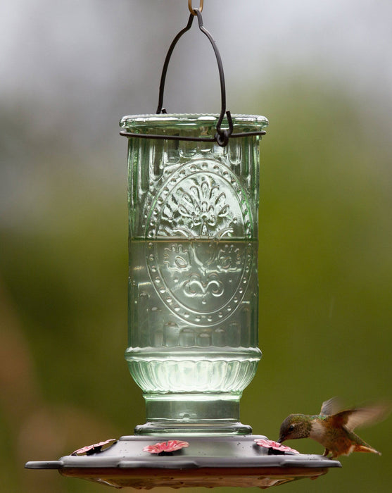 Vintage Bottle Hummingbird Feeder - Happy Gardens