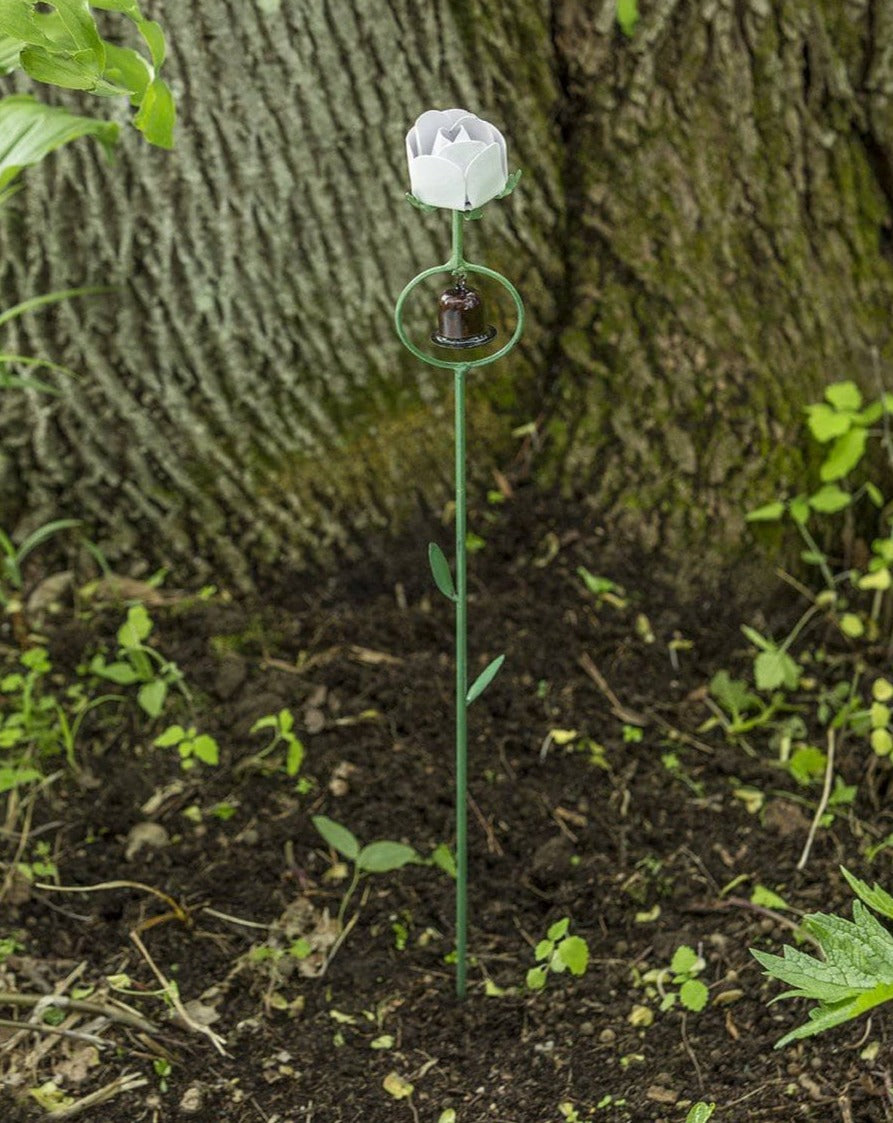 Happy Gardens - White Rose Garden Stake