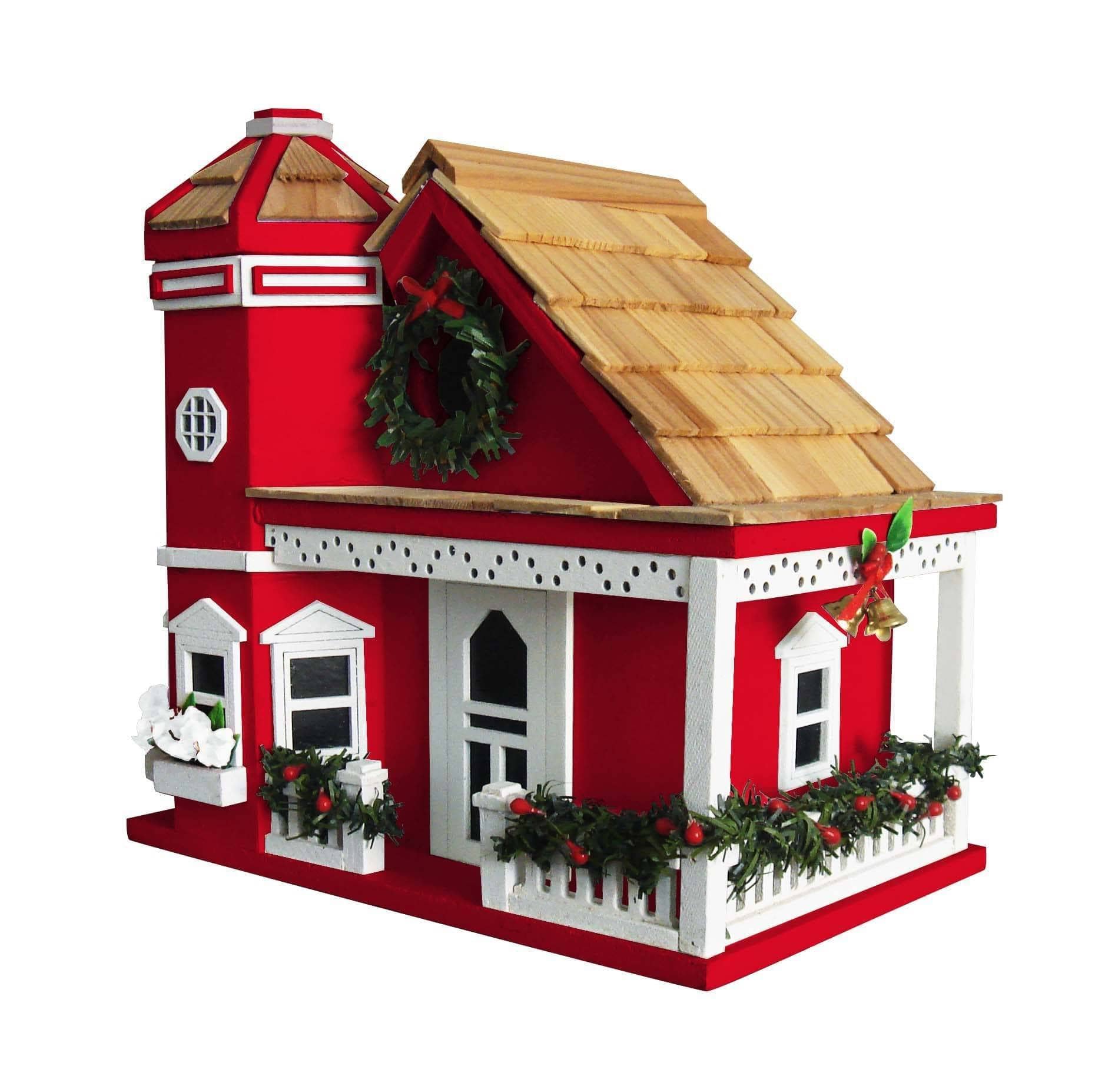 Yuletide Cottage Birdhouse - Red
