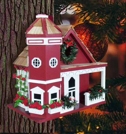 Yuletide Cottage Birdhouse - Red